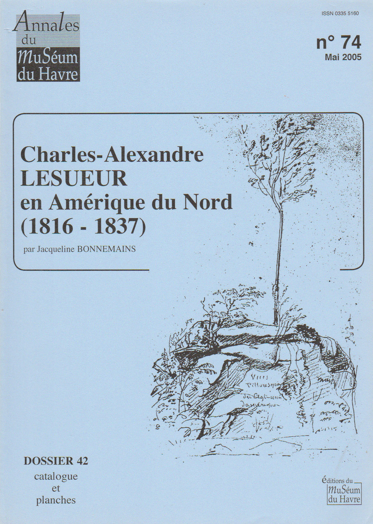 Couverture du catalogue 42, Lesueur en Amérique du Nord, par Jacqueline Bonnemains