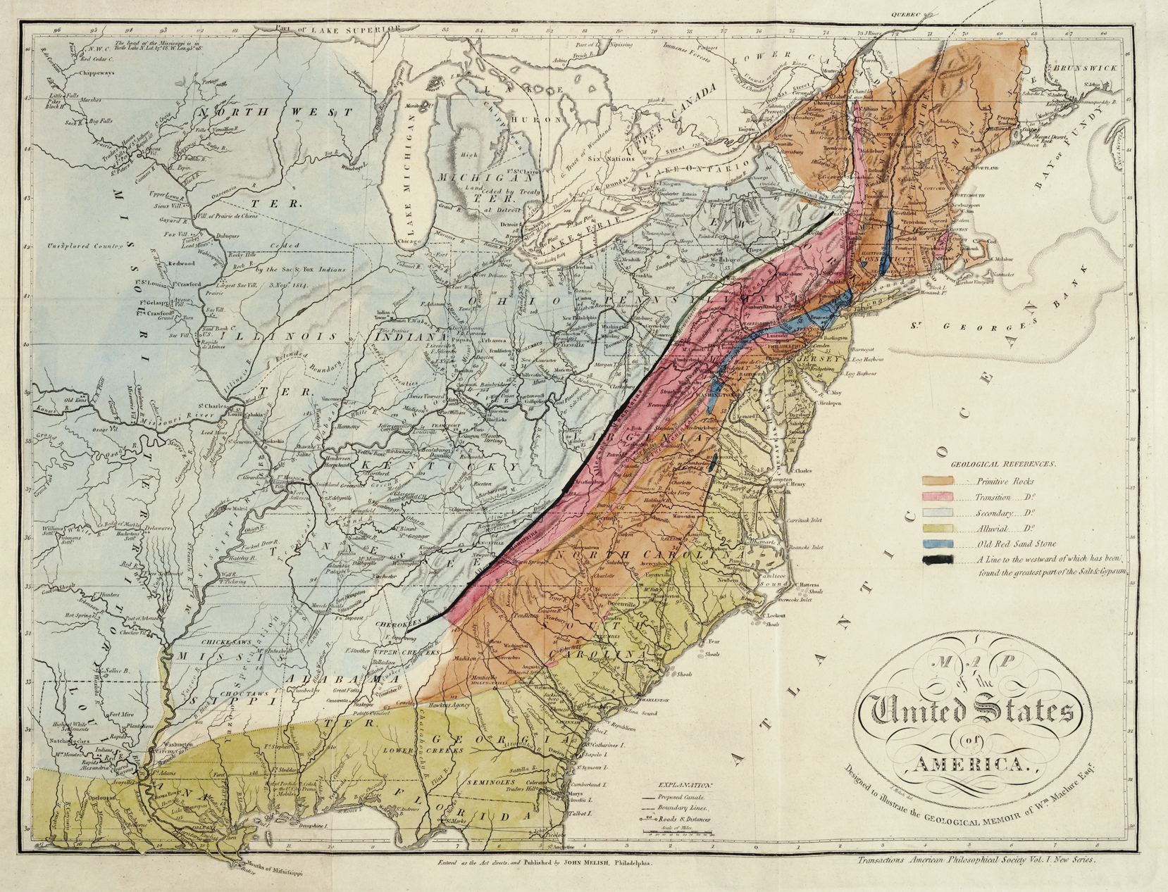 William Maclure's geological map of 1817