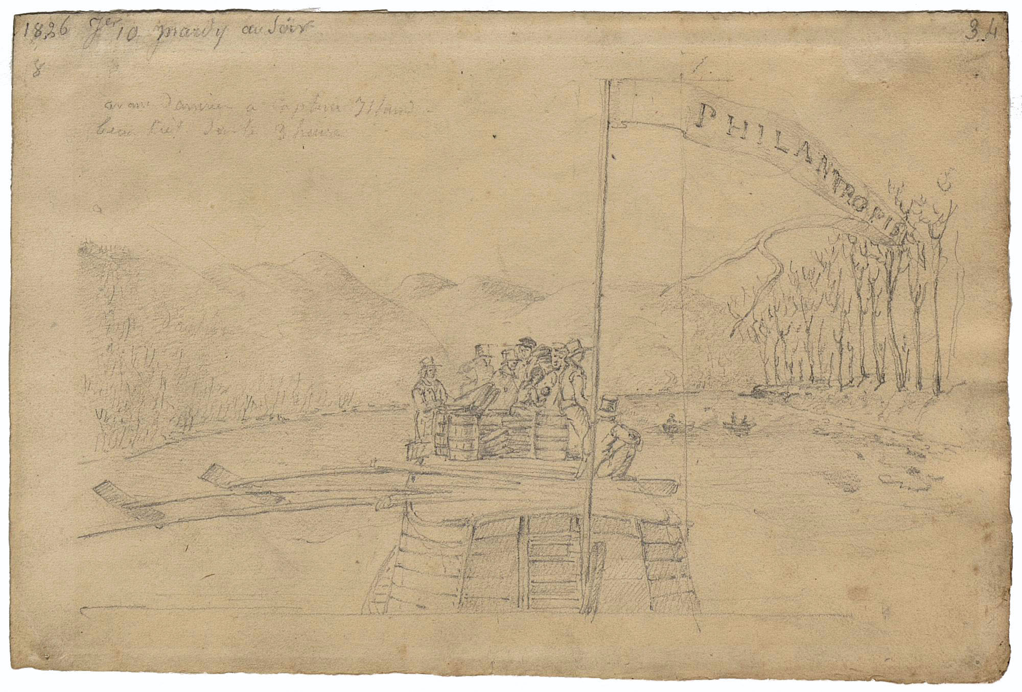 Philanthropist on the Ohio River (1826), by Charles-Alexandre Lesueur